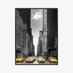 Poster Schwarz-Weiße New Yorker Straße Mit Gelben Taxis