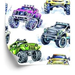Tapete Für Kinder - Bunte Monsterautos