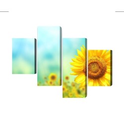 Mehrteiliges Bild Dekorative 3D-Sonnenblumenblumen