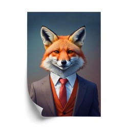 Poster Porträt Eines Fuchses In Männerkleidung