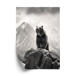 Poster Grizzlybär Auf Einem Hohen Felsen