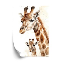Poster Kleine Giraffe Mit Ihrer Mutter