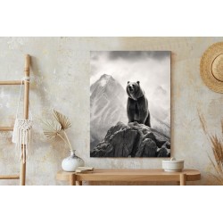 Poster Grizzlybär Auf Einem Hohen Felsen