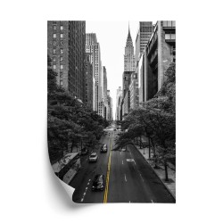 Poster Schwarz-Weiße Straße Von Manhattan In New York