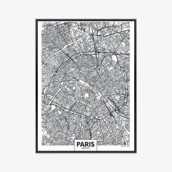 Poster Paris - Schwarz-Weiß-Stadtplan