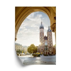 Poster Blick Von Der Tuchhalle Auf Die Marienkirche In Krakau