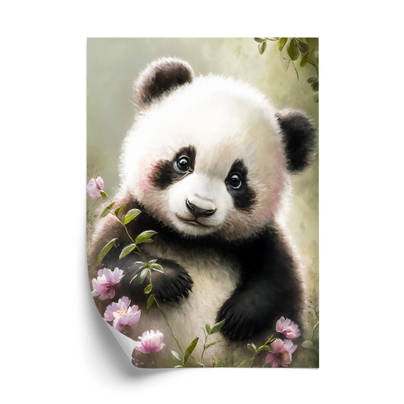 Poster Ein Märchenhafter Panda In Blumen
