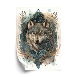 Poster Ornament Mit Einem Wolf