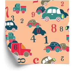 Tapete Für Kinder - Bunte Spielzeugautos Und Zahlen