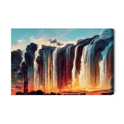 Leinwandbild Time Lapse Photography Of Waterfalls During Sunset