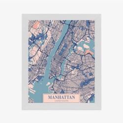 Poster Karte Von Manhattan New York Im Vintage-Stil
