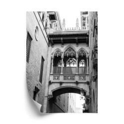 Poster Schwarz-Weißes Gotisches Viertel In Barcelona
