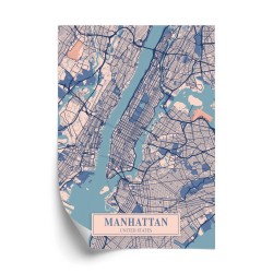 Poster Karte Von Manhattan New York Im Vintage-Stil