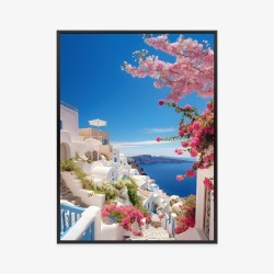 Poster Malerische Aussicht Auf Santorini Mit Dem Blauen Meer