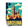 Poster Die Inschrift Barcelona Mit Der Sagrada Familia Im Hintergrund