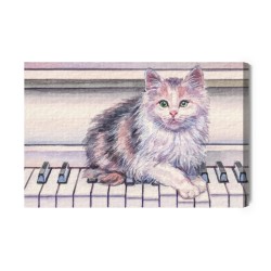 Leinwandbild Katze Auf Dem Klavier