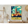Poster Die Inschrift Barcelona Mit Der Sagrada Familia Im Hintergrund