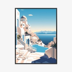 Poster Griechische Architektur In Santorini Und Im Blauen Meer