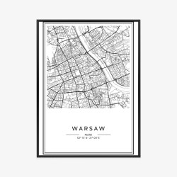 Poster Schwarz-Weiß-Karte Von Warschau