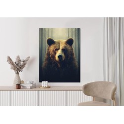 Poster Ein Riesiger Bär In Einem Nebligen Wald