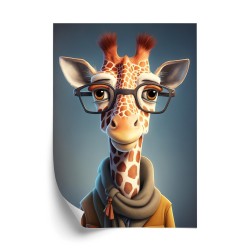 Poster Giraffe In Jacke Und Schal