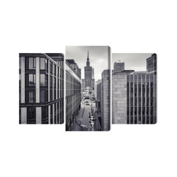 Mehrteiliges Bild Schwarz-Weiß-Panorama Des Zentrums Von Warschau