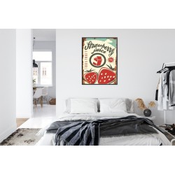 Poster Erdbeersaft Im Vintage-Stil Rahmen Aluminium Farbe Schwarz