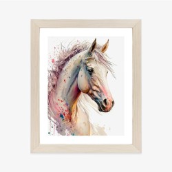 Poster Gemaltes Porträt Eines Pferdes In Weiß