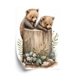 Poster Illustration Mit Bärenjungen