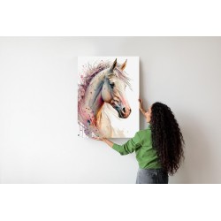 Poster Gemaltes Porträt Eines Pferdes In Weiß