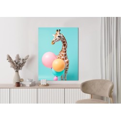 Poster Giraffe Mit Luftballons