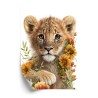 Poster Porträt Eines Löwenbabys In Blumen