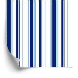 Tapete Blau - Weiße Vertikale Streifen
