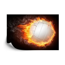 Fototapete Volleyball In Flammen