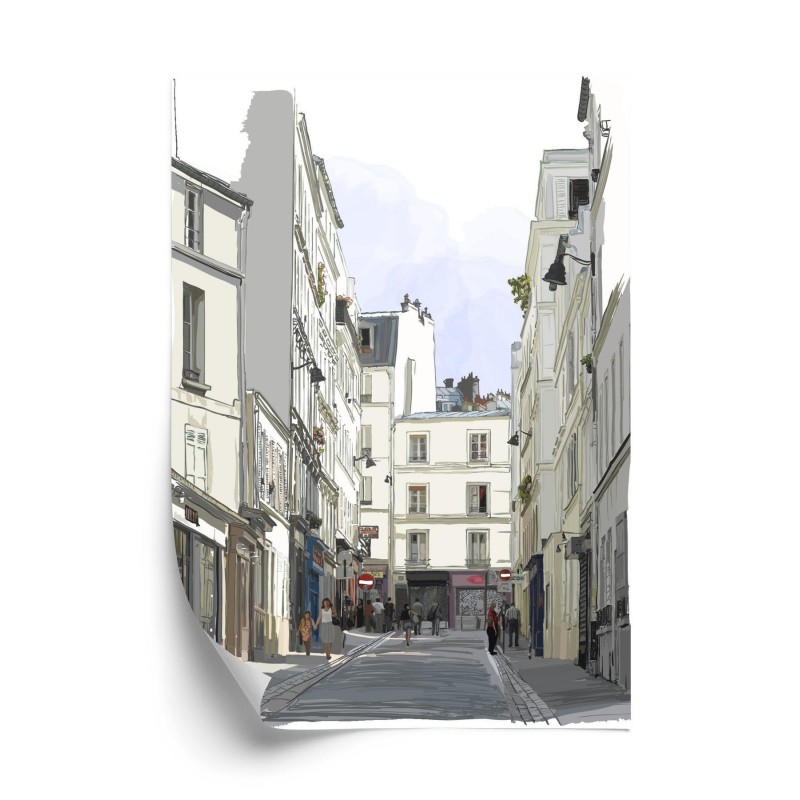Poster Eine Straße In Montmartre In Paris
