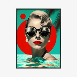 Poster Sommerstimmung - Frau Mit Roten Lippen Und Trendiger Sonnenbrille.