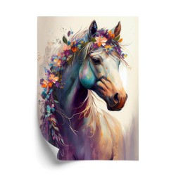 Poster Schönes Pferd Mit Blumen In Seiner Mähne