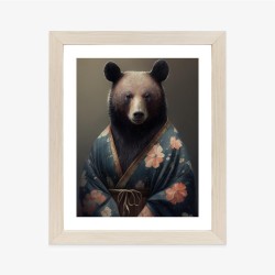 Poster Ein Bär  Der Einen Kimono Trägt