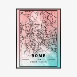 Poster Karte Von Rom Auf Einem Aquarellhintergrund
