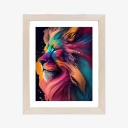 Poster Löwe Auf Farbenfroher Abstraktion