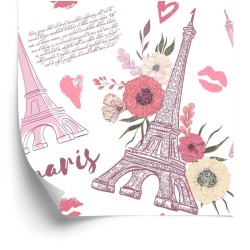 Tapete Eiffelturm Mit Blumen Und Herzen