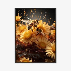 Poster Eine Biene Sitzt Auf Gelben Blumen