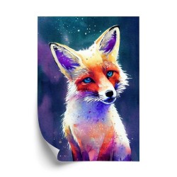 Poster Portrait Of Wild Fox Watercolor  Wallpaper Painting  Animal