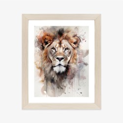 Poster Ein Mit Farben Gemaltes Porträt Eines Löwen