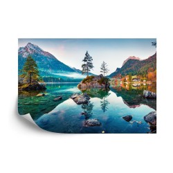 Fototapete Beautiful Autumn Scene Of Hintersee Lake. Colorful Morning View Of Bavarian Alps On The Austrian Border  Germ