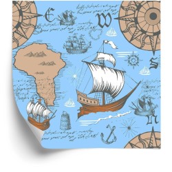 Tapete Segelschiffe Auf Dem Hintergrund Der Alten Karte