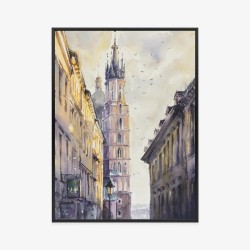 Poster Florianska-Straße In Der Altstadt Von Krakau  Polen Mit Der Miariacki-Kirche Im Hintergrund. Bild Erstellt Mit Aq