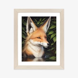 Poster Porträt Eines Fuchses Im Wasser