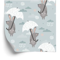 Tapete Kaninchen Unter Einem Regenschirm