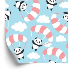 Tapete Für Kinder - Fliegender Panda Unter Den Wolken